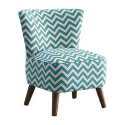 Plush Chevron Chair in Turquoise - Armchairs And Accent Chairs