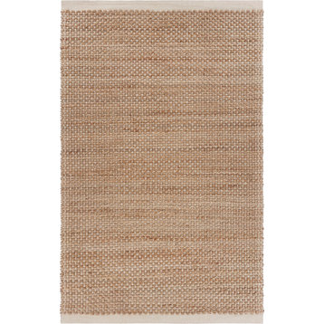 Organic Jute Rug With Off-White Bordering, 5'x7'9"