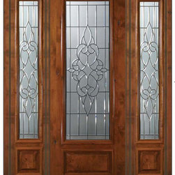 Pre-hung Sidelights Door 96 Wood Alder Courtlandt 3/4 Lite Glass - Front Doors