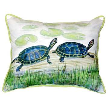 Betsy Drake Two Turtles Small Indoor/Outdoor Pillow 11x14
