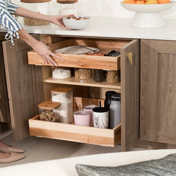 Tiered Sliding Shelves - Kitchen Cabinetry