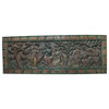 Consigned Headboard Radha Krishna Gopis Carved Solid Wood Wall Panels Furniture