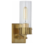 Visual Comfort - Bathroom Wall Sconce, 1-Light Hand-Rubbed Antique Brass, Clear Glass, 11.25"H - Trendy lighting fixture offers a clean, contemporary look. Exuding modern glamor, the Marais Bathroom Wall Sconce blends easily into a wide range of settings. This streamlined design includes a durable metal base and a rectangular backplate that holds the cylindrical clear glass shade. This fixture showcases a vintage Edison bulb (available separately), creating a rustic aesthetic as well as a brilliant and efficient illumination ideal for baths, spas, and powder rooms.Visual Comfort has been the premier resource for signature designer lighting. For over 30 years, Visual Comfort has produced lighting with some of the most influential names in design using natural materials of exceptional quality and distinctive, hand-applied, living finishes.