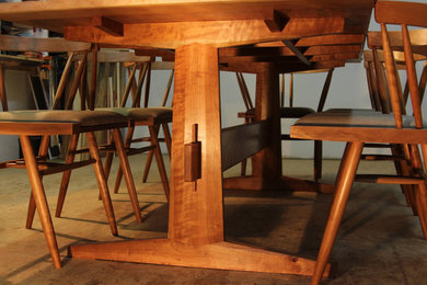 Nakashima-inspired cherry dining table and chairs