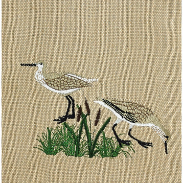 Seagulls Coastal Birds Embroidered Kitchen Towel 28 Inches