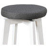 Serena Barstool with Upholstered Seat (Set of 2), White Legs/ Gray Seat, 29"