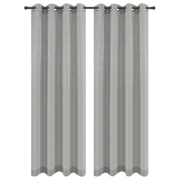 Urbanest Cosmo Set of 2 Sheer Curtain Panels With Grommets, Gray, 54"x84"