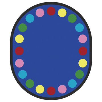 Kid Essentials Rug, Lots of Dots, Multicolored, 10'9"x13'2" Oval