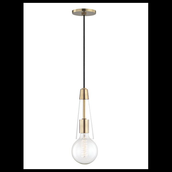 Joni Pendant - Aged Brass Finish - Clear Glass