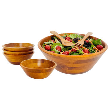 7 Piece Wood Salad Bowl Set, Large