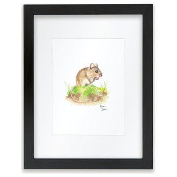 "Woodland Tinies" Mouse Individual Framed Print, With Mat, Black, 11"x14"