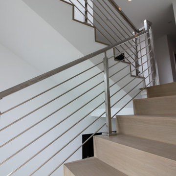 75_Modern Stairway: White Oak & Stainless Steel Balustrade, McLean VA 22101