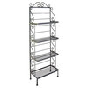 36" Steel French Bakers Rack With 4 Steel Shelves and Brass Tips, Deep Red