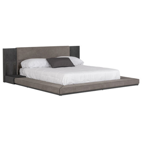 Nova Domus Jagger Modern Gray Bed, Gray Wash/Charcoal, Queen