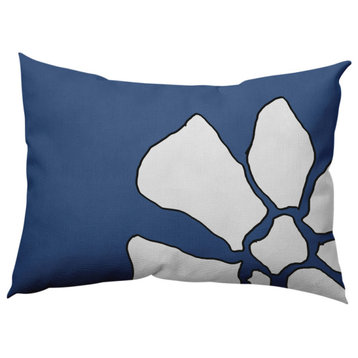 Petal Lines Decorative Lumbar Pillow, Blue, 14x20"