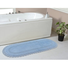 Lavish Home 100% Cotton Reversible Long Bath Rug - Navy