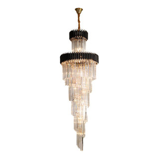 LNC Modern Chandelier 1-Light Glam Drum Plating Brass and Matte