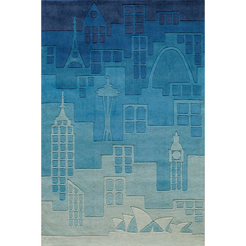 Lil Mo Hipster Polyester, Hand-Tufted Rug, Blue, 8'x10'