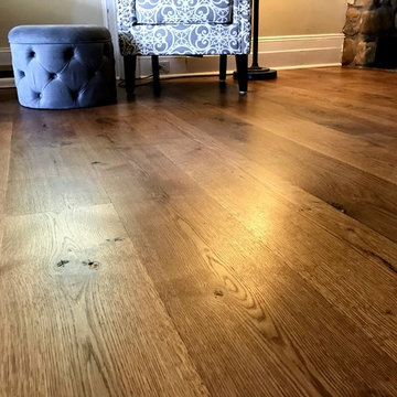 BLUE POINT: 8" COUNTRY GRADE WHITE OAK INSTALLED/FINISH GOLDEN OAK + TRAFFIC HD
