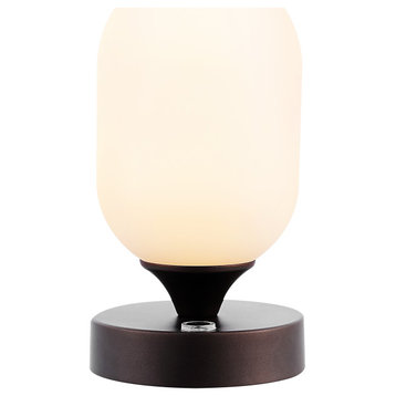 Eli 8" Bohemian Farmhouse Iron Rechargeable Integrated LED Table Lamp, Black