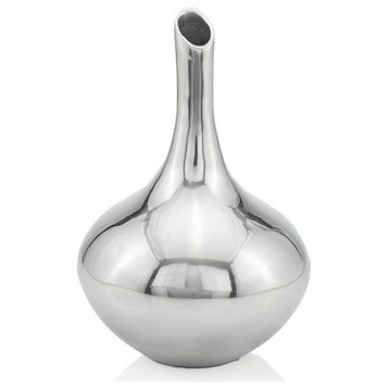 13" Aluminum Silver Bud Table Vase