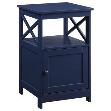 Convenience Concepts Oxford End Table with Cabinet in Cobalt Blue Wood Finish
