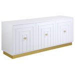 Meridian Furniture - Cosmopolitan Acrylic and Gold Sideboard/Buffet, White Lacquer - Give your dining room space a bold new look with this Cosmopolitan sideboard buffet. An amazing amount of storage space for china, dishes, serving pieces, and other essentials is only half the story with the Cosmopolitan. This white lacquer-finished sideboard features acrylic and gold hardware and a gold stainless steel base for a look that's oozing contemporary panache from every angle. Use the top for a makeshift dessert bar after dinner.