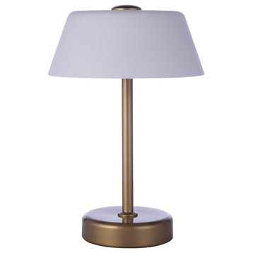 Rechargable Portable 1 Light Table Lamp, Painted Satin Brass