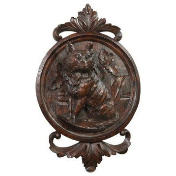 Plaque EQUESTRIAN Lodge Sitting Fox Large Chocolate Brown Resin