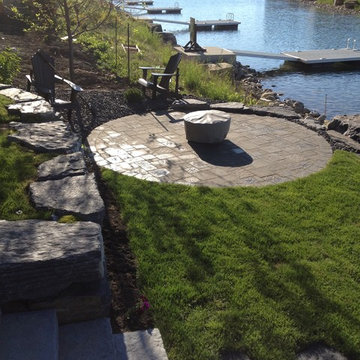 Circular Patio and Boulder Wall