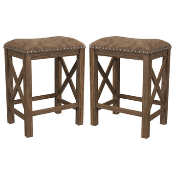 Hillsdale Willow Bend Backless Wood Counter Height Stools, Set of 2