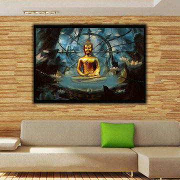 Meditation Golden Buddha Canvas Print
