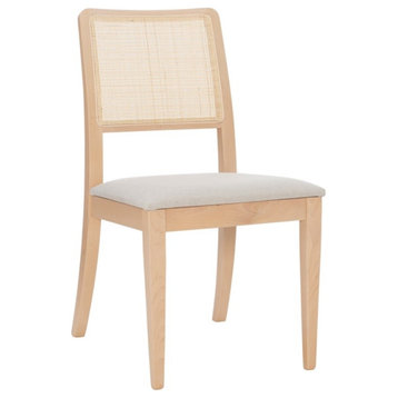 Linon Cole Solid Wood and Rattan Dining Chair in Natural