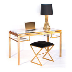 Worlds Away Brentwood Gold Leaf Desk - Desks And Hutches