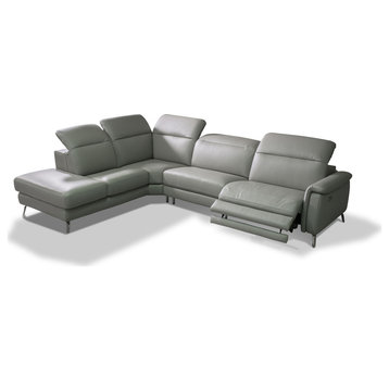 Oxford Sofa - Gray, Full Grain Italian Leather, Left Facing