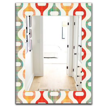 Designart Orange Yellow And Green Shapes Frameless Vanity Mirror, 28x40