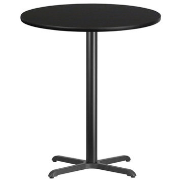 36'' Round Black Laminate Table Top with 30'' x 30'' Bar Height Table Base