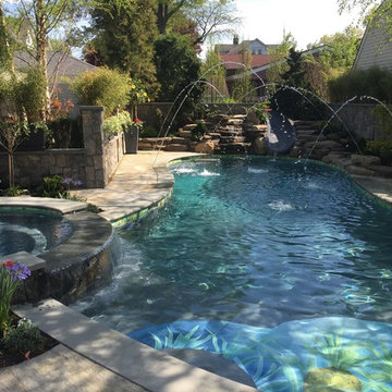 NY In-Ground Pool with Spa and Water Features
