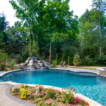 Naperville, IL Freeform Swimming Pool with Raised Hot Tub