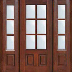 Prehung French Side lights Door 80 Fiberglass 3/4 Lite 6 Lite - Patio Doors