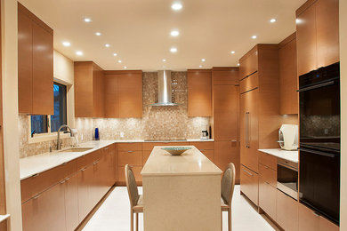 Example of a minimalist kitchen design in Montreal