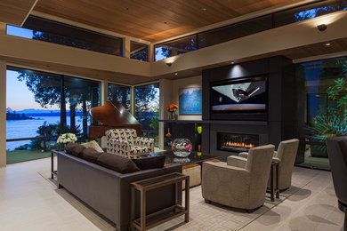 Living room - modern living room idea in Seattle
