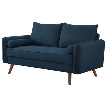Modern Contemporary Urban Living Loveseat Sofa, Navy Blue
