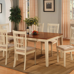 Nicoli Dining Table + 6 microfiber padded chairs buttermilk cherry SKU# N7-WHI-C - Dining Sets