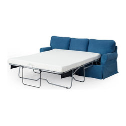 Sunset Trading Horizon Slipcovered Sleeper Sofa and Chaise in Indigo Blue - Sleeper Sofas