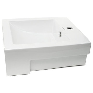 Square Semi-Recessed Ceramic Bathroom Sink