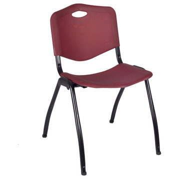 66" x 24" Kee Training Table- Cherry/ Chrome & 2 'M' Stack Chairs- Burgundy