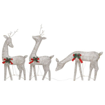vidaXL Christmas Decoration Reindeer Family Xmas Lighting Gold Warm White Mesh