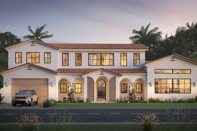 Example of a transitional home design design in Miami