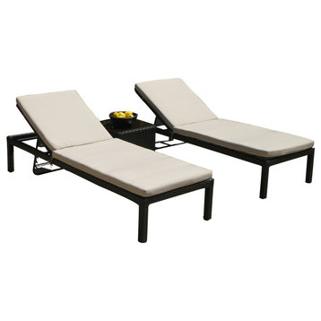 Outdoor Patio Wicker Pool Lounge All Weather 3-Piece Resin Recliner Set